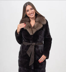 Natural Mink Fur Coat with Sable Collar. Haina din blana naturala de vizon cu guler din zibelina. KALINKA FURS