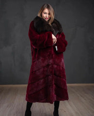 Natural Mink Fur Coat with Sable Collar. Haina din blana naturala de vizon cu zibelina. KALINKA FURS