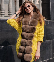 Knitted cardigan with Natural Marten Collar KALINKA FURS